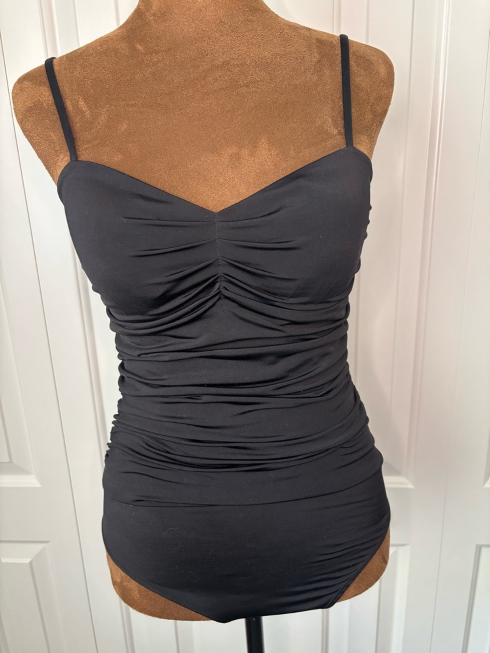 Express Black Body Contour Compression Ruched Bodysuit With Bra Cups, Small - Picture 2 of 8